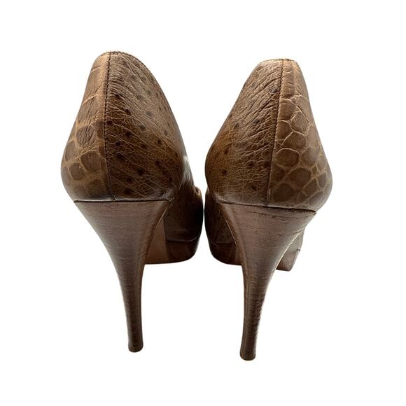 Stuart Weitzman Platform Peep-toe High Heels in Beige Leather Size 8.5 - Picture 4 of 7